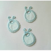 Iron-On Embroidery Sticker - Light Blue Baby Bib